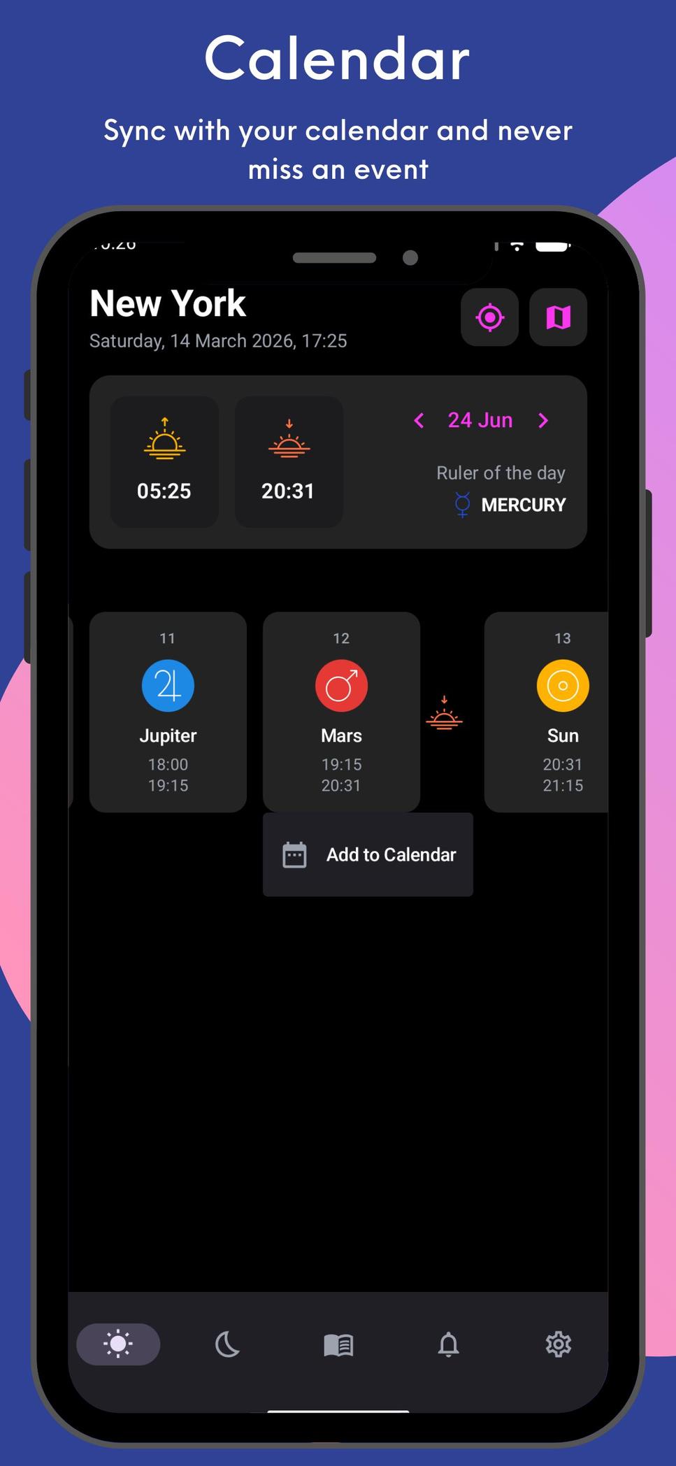 Planetaro Android — calendar export