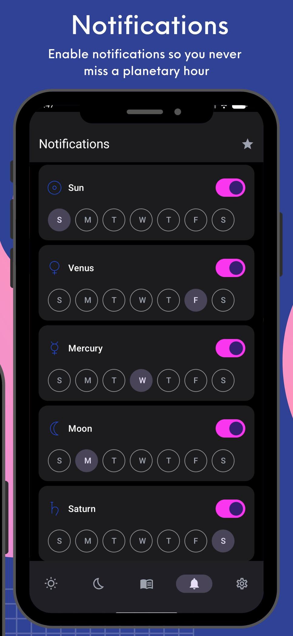 Planetaro Android — planetary hour notifications