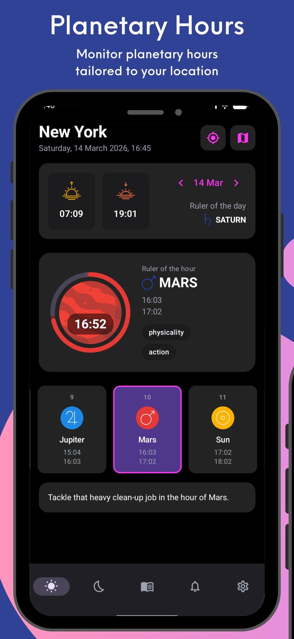 Planetaro Android — planetary hours tailored to your location