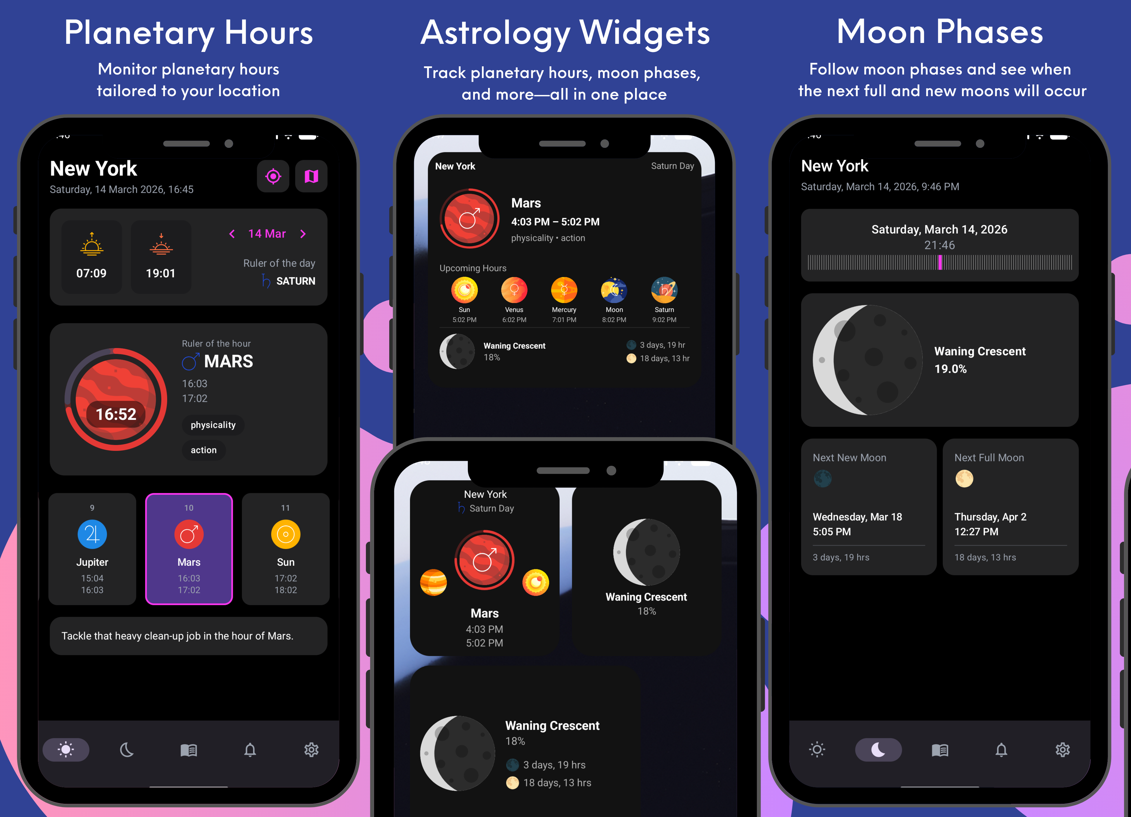 Planetaro Android app launch — planetary hours, widgets, moon phases, and more